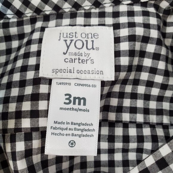 Just One You Gingham Baby Boy Dress Shirt + Gray Vest 3Mo 100% Cotton Knit NEW - Picture 5 of 5